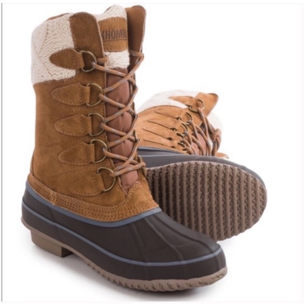 Khombu COZY Leather Waterproof Winter Boots Tan